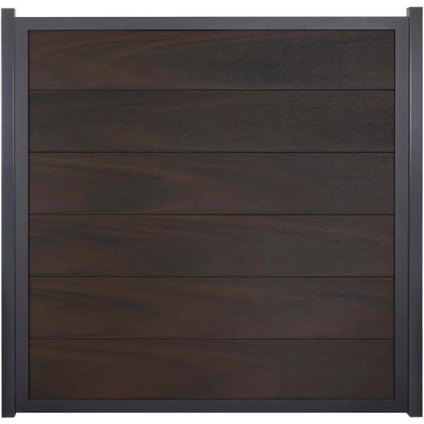 GroJaViento Zaunelement Walnuss co-extrudiert 180 x 180 cm  Rahmen: Anthrazit