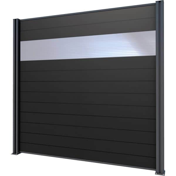 Gutta Sichtschutzzaun-Element WPC Anthrazit 202 cm x 186 cm mit PC Paneele