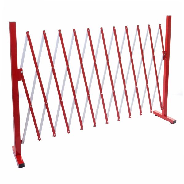 MCW Absperrgitter B34 Scherengitter Zaun Schutzgitter ausziehbar Alu Rot-Weiß Höhe 103cm Breite 37-300cm