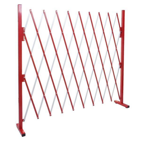 MCW Absperrgitter B34 Scherengitter Zaun Schutzgitter ausziehbar Alu Rot-Weiß Höhe 153cm Breite 32-265cm
