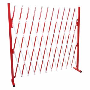 MCW Absperrgitter B34 Scherengitter Zaun Schutzgitter ausziehbar Alu Rot-Weiß Höhe 153cm Breite 36-300cm