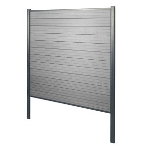 MCW WPC-Sichtschutz Savoie Windschutz Zaun Alu-Pfosten Zum Einbetonieren - Basiselement 190cm Grau