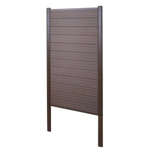 MCW WPC-Sichtschutz Savoie Windschutz Zaun Alu-Pfosten Zum Einbetonieren - Basiselement Schmal 100cm Braun