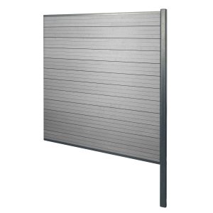 MCW WPC-Sichtschutz Savoie Windschutz Zaun Alu-Pfosten Zum Einbetonieren - Erweiterungselement 185cm Grau