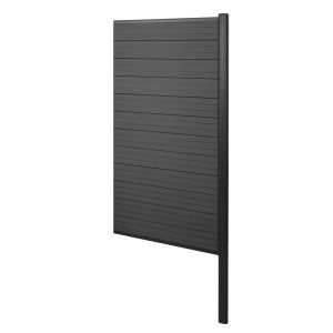 MCW WPC-Sichtschutz Savoie Windschutz Zaun Alu-Pfosten Zum Einbetonieren - Erweiterungselement Schmal 95cm Anthrazit