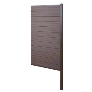 MCW WPC-Sichtschutz Savoie Windschutz Zaun Alu-Pfosten Zum Einbetonieren - Erweiterungselement Schmal 95cm Braun