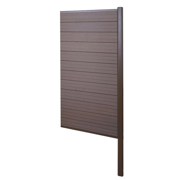 MCW WPC-Sichtschutz Savoie Windschutz Zaun Alu-Pfosten Zum Einbetonieren - Erweiterungselement Schmal 95cm Braun