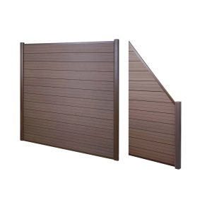 MCW WPC-Sichtschutz Savoie Windschutz Zaun Alu Premium - 2er Set Schräg 2