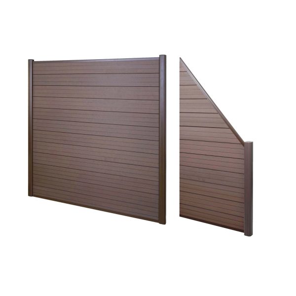 MCW WPC-Sichtschutz Savoie Windschutz Zaun Alu Premium - 2er Set Schräg 2