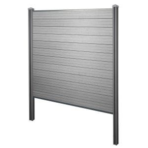 MCW WPC-Sichtschutz Savoie Windschutz Zaun WPC-Pfosten Zum Einbetonieren - Basiselement 195cm Grau