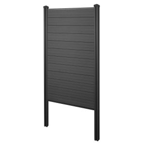 MCW WPC-Sichtschutz Savoie Windschutz Zaun WPC-Pfosten Zum Einbetonieren - Basiselement Schmal 105cm Anthrazit