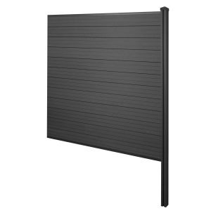 MCW WPC-Sichtschutz Savoie Windschutz Zaun WPC-Pfosten Zum Einbetonieren - Erweiterungselement 188cm Anthrazit