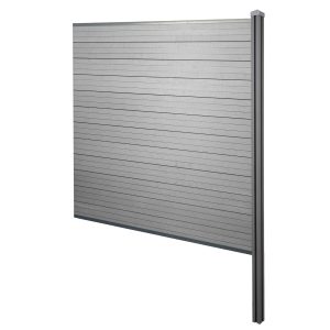 MCW WPC-Sichtschutz Savoie Windschutz Zaun WPC-Pfosten Zum Einbetonieren - Erweiterungselement 188cm Grau