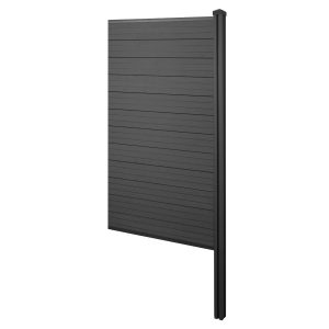 MCW WPC-Sichtschutz Savoie Windschutz Zaun WPC-Pfosten Zum Einbetonieren - Erweiterungselement Schmal 98cm Anthrazit