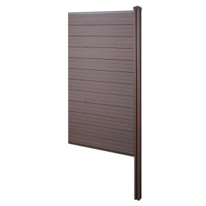 MCW WPC-Sichtschutz Savoie Windschutz Zaun WPC-Pfosten Zum Einbetonieren - Erweiterungselement Schmal 98cm Braun