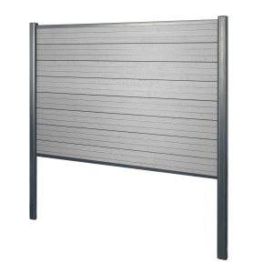 MCW WPC-Sichtschutz Savoie Zaun Windschutz Alu-Pfosten Zum Einbetonieren - Basiselement 190cm Grau