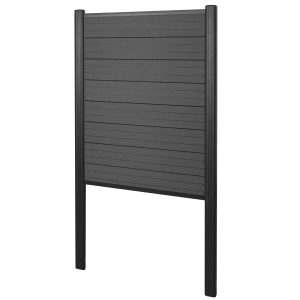 MCW WPC-Sichtschutz Savoie Zaun Windschutz Alu-Pfosten Zum Einbetonieren - Basiselement Schmal 100cm Anthrazit