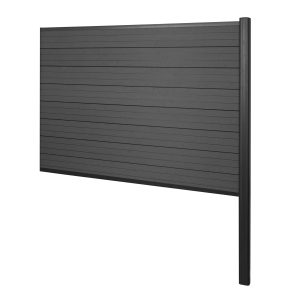 MCW WPC-Sichtschutz Savoie Zaun Windschutz Alu-Pfosten Zum Einbetonieren - Erweiterungselement 185cm Anthrazit