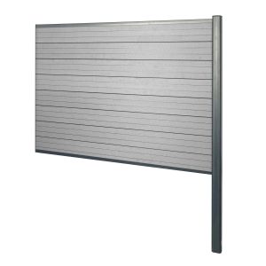 MCW WPC-Sichtschutz Savoie Zaun Windschutz Alu-Pfosten Zum Einbetonieren - Erweiterungselement 185cm Grau