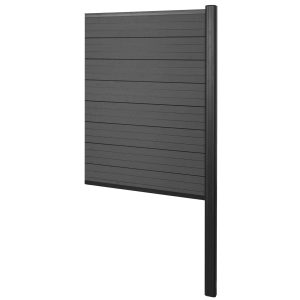 MCW WPC-Sichtschutz Savoie Zaun Windschutz Alu-Pfosten Zum Einbetonieren - Erweiterungselement Schmal 95cm Anthrazit