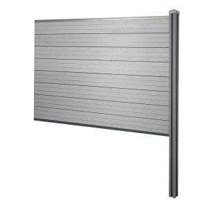 MCW WPC-Sichtschutz Savoie Zaun Windschutz WPC-Pfosten Zum Einbetonieren - Erweiterungselement 188cm Grau