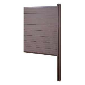 MCW WPC-Sichtschutz Savoie Zaun Windschutz WPC-Pfosten Zum Einbetonieren - Erweiterungselement Schmal 98cm Braun
