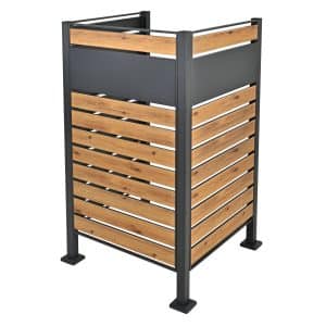 ML-Design Mülltonnenzaun für 1 Mülltonne Anthrazit-Holzoptik Stahl 91x91x150 cm