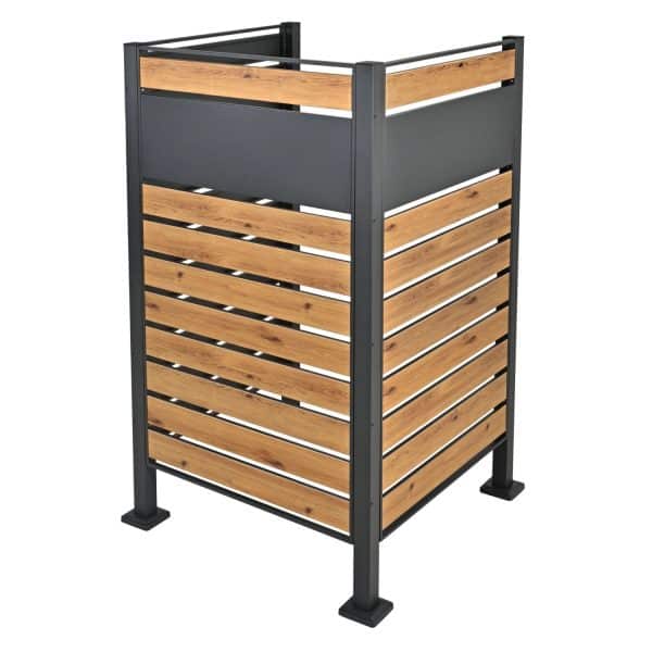 ML-Design Mülltonnenzaun für 1 Mülltonne Stahl Anthrazit-Holzoptik 91x91x150 cm