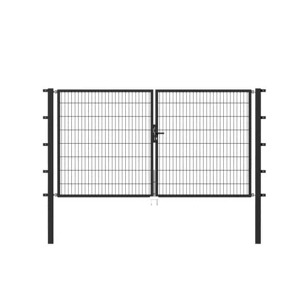 Metallzaun Doppeltor für Doppelstabmatte Anthrazit z. Einbeton. 80 cm x 250 cm