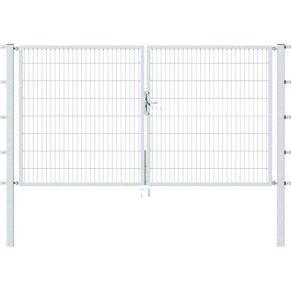 Metallzaun Doppeltor für Doppelstabmatte Feuerverzinkt 180 cm x 300 cm