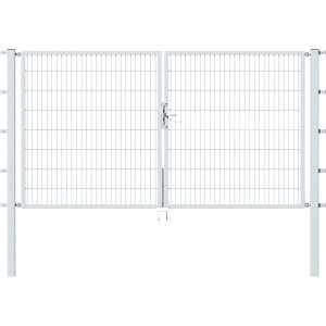 Metallzaun Doppeltor für Doppelstabmatte Feuerverzinkt 200 cm x 300 cm