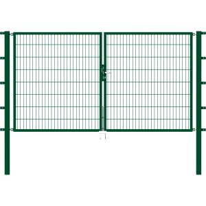 Metallzaun Doppeltor für Doppelstabmatte Grün 200 cm x 300 cm