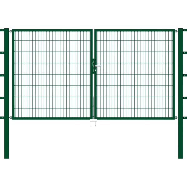 Metallzaun Doppeltor für Doppelstabmatte Grün 200 cm x 300 cm