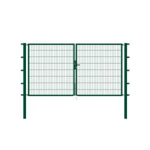 Metallzaun Doppeltor für Doppelstabmatte Grün z. Einbetonieren 100 cm x 200 cm