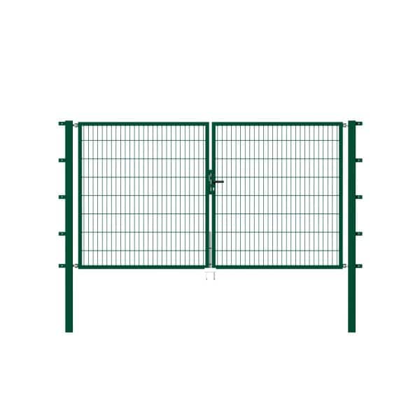 Metallzaun Doppeltor für Doppelstabmatte Grün z. Einbetonieren 100 cm x 250 cm