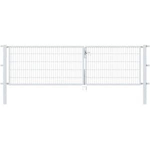 Metallzaun Doppeltor für Doppelstabmatte verzinkt z. Einbeton. 100 cm x 350 cm