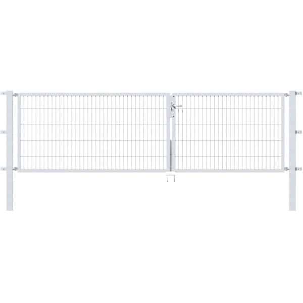 Metallzaun Doppeltor für Doppelstabmatte verzinkt z. Einbeton. 100 cm x 350 cm