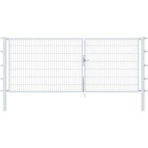 Metallzaun Doppeltor für Doppelstabmatte verzinkt z. Einbeton. 140 cm x 350 cm