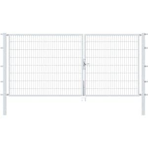 Metallzaun Doppeltor für Doppelstabmatte verzinkt z. Einbeton. 160 cm x 350 cm