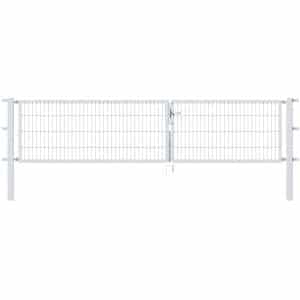 Metallzaun Doppeltor für Doppelstabmatte verzinkt z. Einbeton. 80 cm x 350 cm