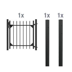 Metallzaun Einzeltor-Set Chaussee Schwarz z. Einbetonieren 100 cm x 96 cm