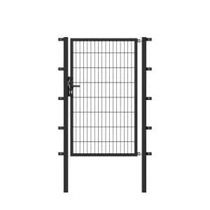 Metallzaun Einzeltor für Doppelstabmatte Anthrazit z. Einbeton. 100 cm x 125 cm