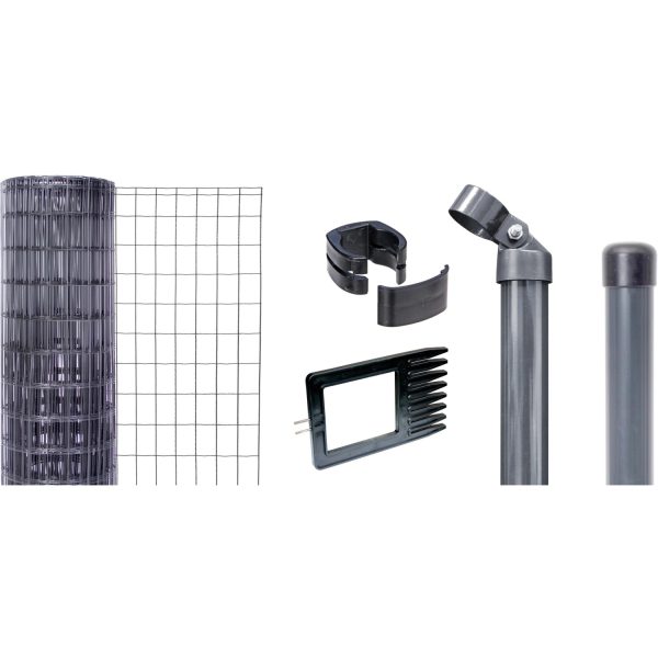 Metallzaun-Set Alberts Fix-Clip Pro 102 cm H. 25 m L. Anthrazit z. Einbetonieren