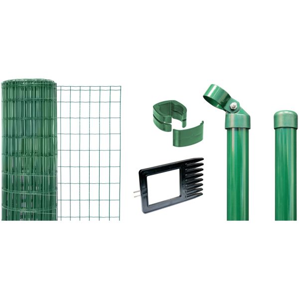 Metallzaun-Set Alberts Fix-Clip Pro 102 cm Hoch 25 m Länge Grün z. Einbetonieren