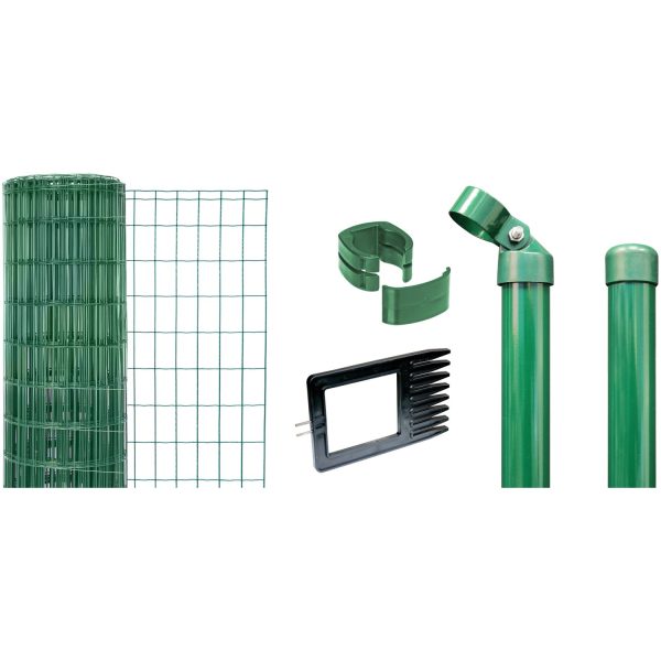 Metallzaun-Set Alberts Fix-Clip Pro 122 cm Hoch 25 m Länge Grün z. Einbetonieren