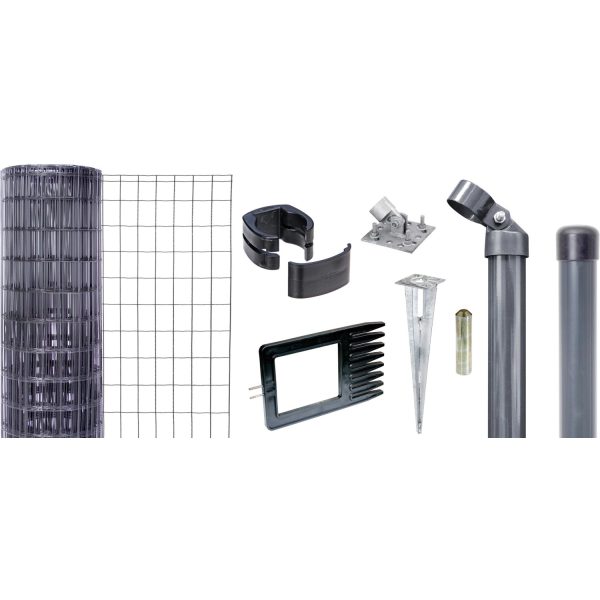 Metallzaun-Set Fix-Clip Pro 153 cm x 25 m Anthrazit für Einschlagbodenh.