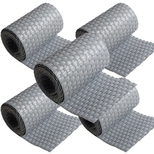 NYVI Polyrattan Sichtschutzstreifen 255x19 cm 5 Rollen Hellgrau