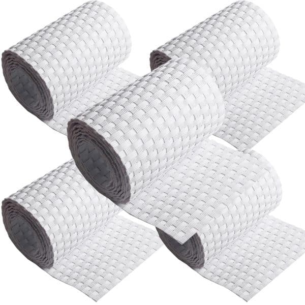 NYVI Polyrattan Sichtschutzstreifen 255x19 cm 5 Rollen Weiß