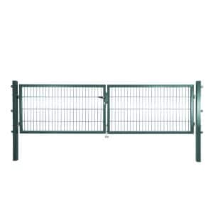 Solid Doppeltor Stahl Grün mit Füllung für Doppelstabmatte 80 cm x 300 cm
