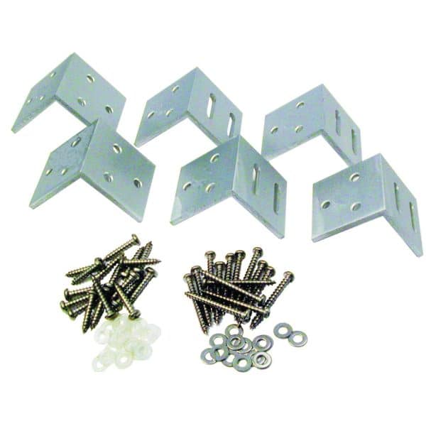 T & J Malö-Serie Befestigungs-Set Paket mit 6 Winkeln Silber